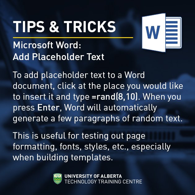 placeholder text in word document